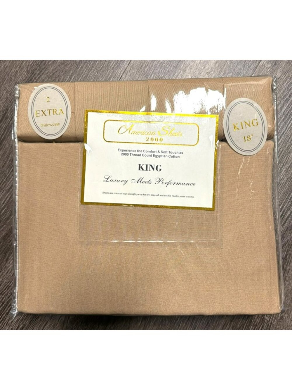 American Sheets 2000 King Size 6-Piece Six Set 2000 Thread Count Taupe New